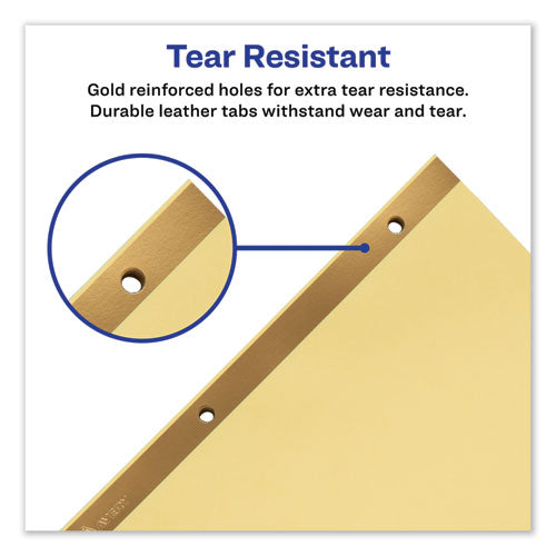Image of Avery® 11352 Preprinted Black Leather Tab Dividers w/Gold Reinforced Edge, 31-Tab, 1 to 31, 11 x 8.5, Buff, 1 Set