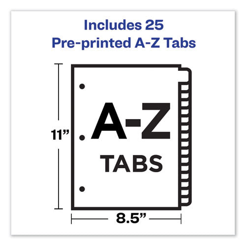 Image of Avery® 11306 Preprinted Laminated Tab Dividers with Gold Reinforced Binding Edge, 25-Tab, A to Z, 11 x 8.5, Buff, 1 Set