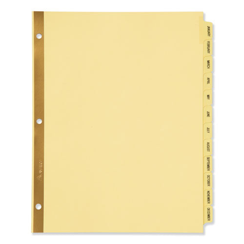 Image of AveryÂ® Preprinted Laminated Tab Dividers with Gold Reinforced Binding Edge, 12-Tab, Jan. to Dec., 11 x 8.5, Buff, 1 Set