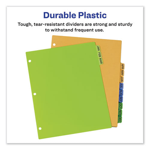 Image of Avery® 11330 Durable Preprinted Plastic Tab Dividers, 12-Tab, A To Z, 11 X 8.5, Assorted, 1 Set