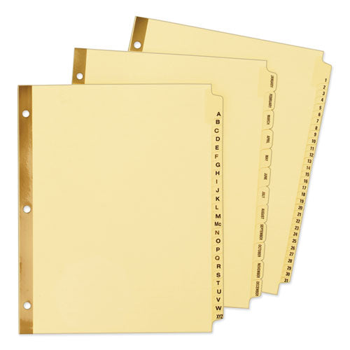 Image of Avery® 11306 Preprinted Laminated Tab Dividers with Gold Reinforced Binding Edge, 25-Tab, A to Z, 11 x 8.5, Buff, 1 Set
