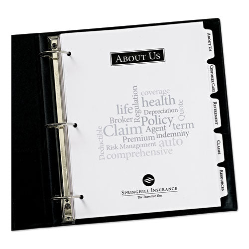 Image of Avery® 11515 Customizable Print-On Dividers, 3-Hole Punched, 5-Tab, 11 x 8.5, White, 5 Sets