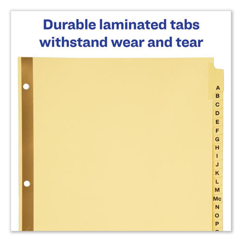 Image of Avery® 11306 Preprinted Laminated Tab Dividers with Gold Reinforced Binding Edge, 25-Tab, A to Z, 11 x 8.5, Buff, 1 Set