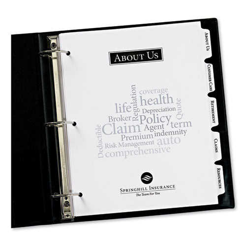Image of Avery® 11517 Customizable Print-On Dividers, 3-Hole Punched, 5-Tab, 11 x 8.5, White, 25 Sets