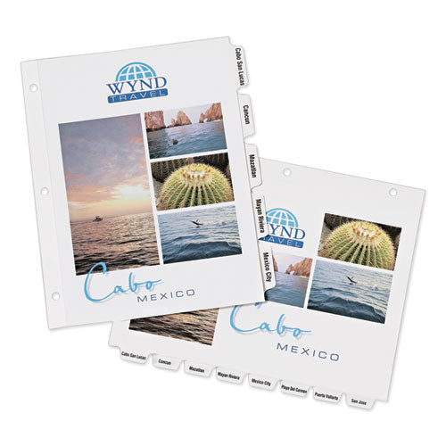 Image of Avery® 11528 Customizable Print-On Dividers, 3-Hole Punched, 8-Tab, 11 x 8.5, White, 1 Set