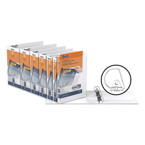 Image of Stride 8706-00 Quickfit D-Ring View Binder, 3 Rings, 4" Capacity, 11 X 8.5, White