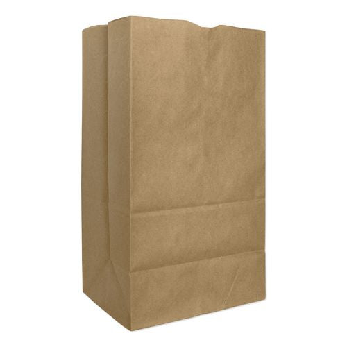 Image of Ross & Wallace Paper Products 130326 Grocery Paper Bags, 25# Squat Size, Extra-Heavy-Duty, 60# Basis Weight, 8.25" x 5.25" x 16.13", Kraft, 500/Bundle