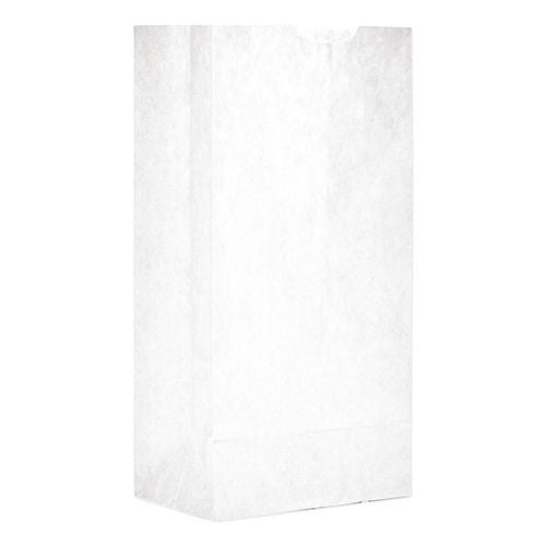 Image of Ross & Wallace Paper Products 120304500PK/BL Grocery Paper Bags, 4# Size, 30# Basis Weight, 5" x 3.13" x 9.88", White, 500/Bundle