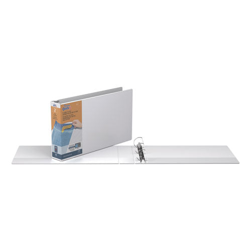 Image of Stride 94030 Quickfit Ledger D-Ring View Binder, 3 Rings, 2" Capacity, 11 X 17, White