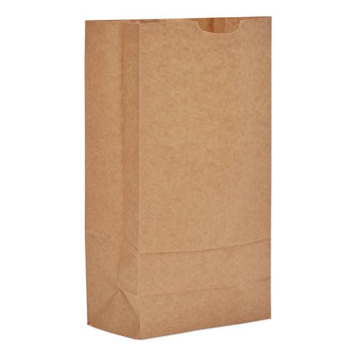 Image of Ross & Wallace Paper Products 130310500PK/BL Grocery Paper Bags, 10# Size, Extra-Heavy-Duty, 60# Basis Weight, 7" x 4.38" x 13.75", Kraft, 500/Bundle