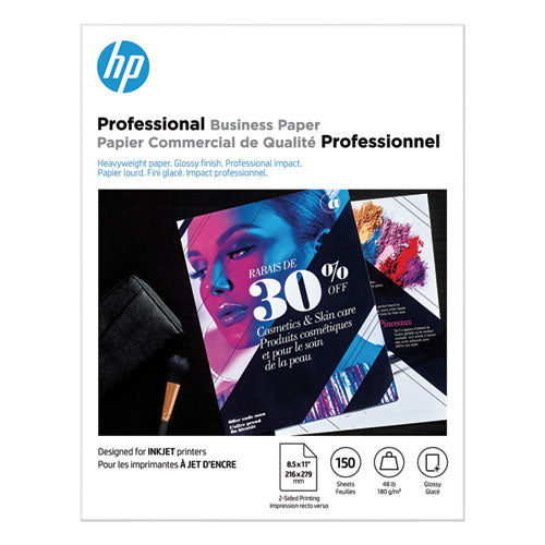 Image of HP Q1987A Inkjet Brochure Paper, 98 Bright, 48-lb Bond Weight, 8.5 x 11, White, 150/Pack