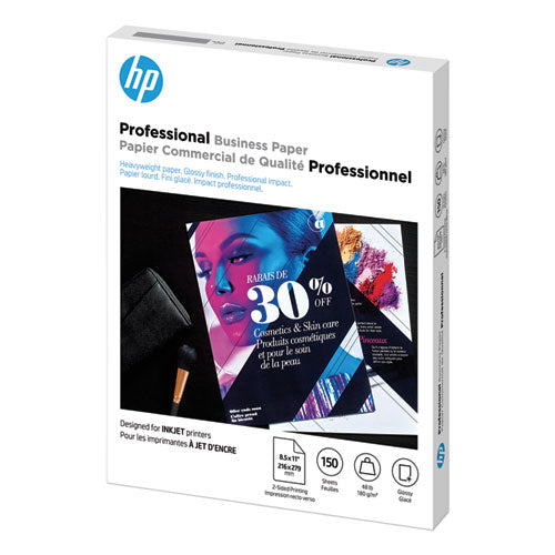 Image of HP Q1987A Inkjet Brochure Paper, 98 Bright, 48-lb Bond Weight, 8.5 x 11, White, 150/Pack