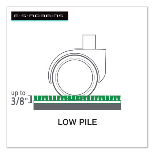 Image of ES Robbins® 128173 EverLife Moderate Use Chair Mat for Low Pile Carpeted Floors, Rectangular with Lip, Crystal Edges, 45" x 53", Clear