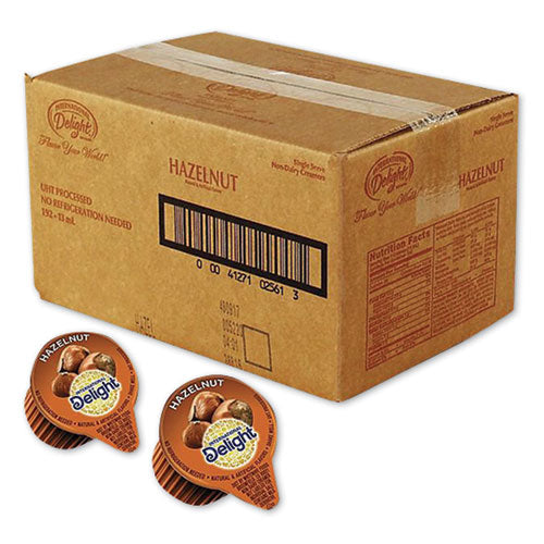 Image of International Delight® WWI101522 Flavored Liquid Non-Dairy Coffee Creamer, Hazelnut, 0.44 oz Mini Cups, 192/Carton