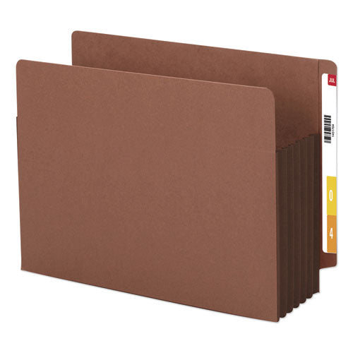 Image of Smead 73691 Redrope Drop-Front End Tab File Pockets, Fully Lined Colored Gussets, 5.25" Expansion, Letter Size, Redrope/Brown, 10/Box