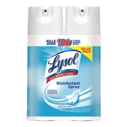 Image of LYSOL® Brand 19200-89946 Disinfectant Spray, Crisp Linen, 12.5 Oz Aerosol Spray, 2/pack, 6 Pack/carton