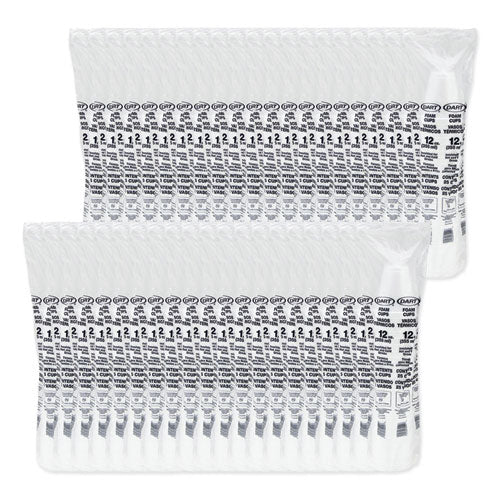 Image of Dart® 12J16 Foam Drink Cups, 12 oz, Squat, White, 1,000/Carton