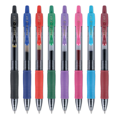 Image of Pilot® 31128 G2 Premium Gel Pen, Retractable, Fine 0.7 Mm, Assorted Ink And Barrel Colors, 8/pack