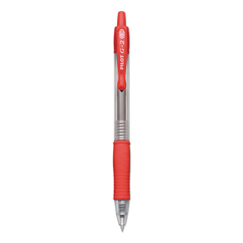 Image of Pilot® 31279 G2 Premium Gel Pen, Retractable, Extra-Fine 0.38 mm, Red Ink, Smoke/Red Barrel
