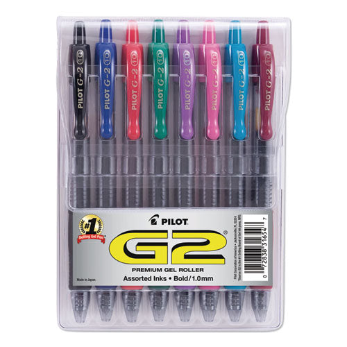 Image of Pilot® 31654 G2 Premium Gel Pen Convenience Pack, Retractable, Bold 1 Mm, Assorted Ink And Barrel Colors, 8/pack