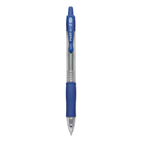 Image of Pilot® 31278 G2 Premium Gel Pen Convenience Pack, Retractable, Extra-Fine 0.38 mm, Blue Ink, Smoke/Blue Barrel, Dozen