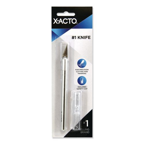 Image of X-ACTO® XZ3601W No. 1 Z-Series Precision Utility Knife with Replaceable Steel Blade, Safety Cap, Silver
