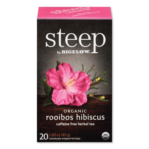 Image of Bigelow® RCB17713 Steep Tea, Rooibos Hibiscus Herbal Tea, 0.08 Oz Tea Bag, 20/box