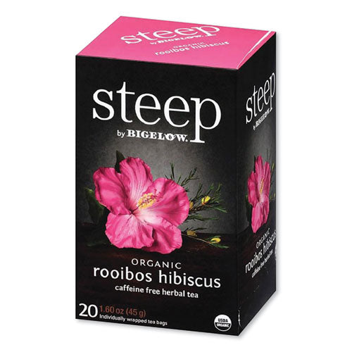 Image of Bigelow® RCB17713 Steep Tea, Rooibos Hibiscus Herbal Tea, 0.08 Oz Tea Bag, 20/box