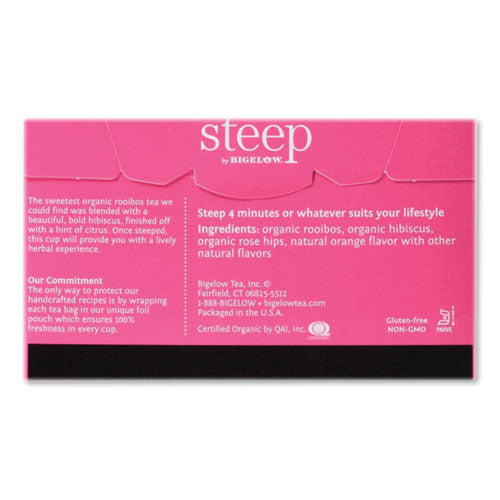 Image of Bigelow® RCB17713 Steep Tea, Rooibos Hibiscus Herbal Tea, 0.08 Oz Tea Bag, 20/box