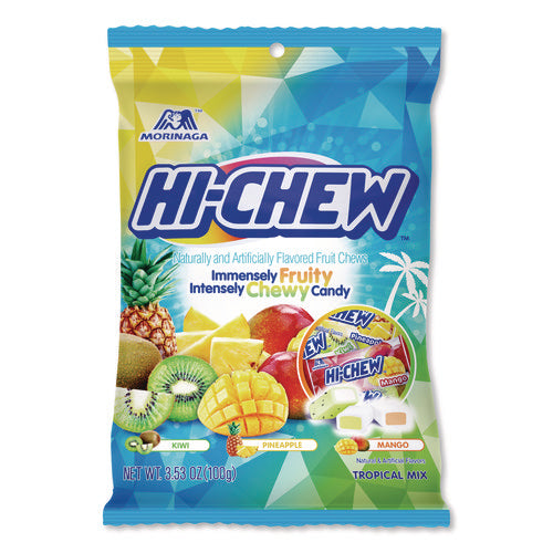 Image of Hi-Chew MOR00434 Fruit Chews, Tropical, Peg Bag 3.53 Oz, 6/carton
