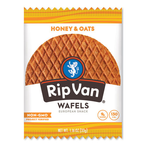 Image of Rip Van® RVW00336 Wafels - Single Serve, Honey And Oats, 1.16 Oz Pack, 12/box