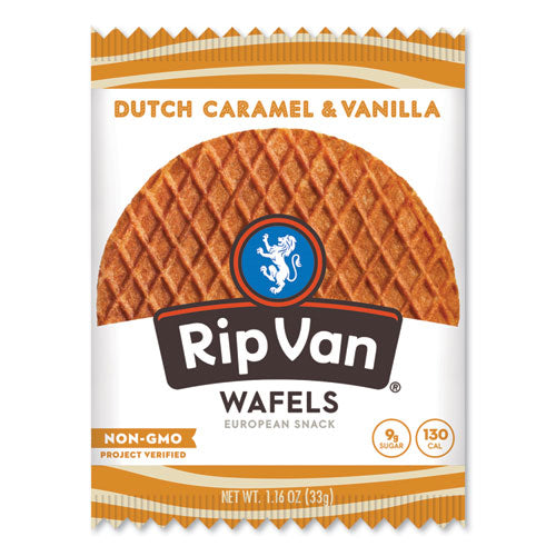 Image of Rip Van® RVW00334 Wafels - Single Serve, Dutch Caramel And Vanilla, 1.16 Oz Pack, 12/box