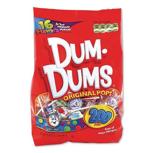 Image of Spangler® SPN71 Dum-Dum-Pops, Assorted, Individually Wrapped, 33.9 Oz, 200/pack