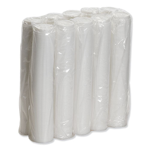 Image of Dixie® D9538 Dome Hot Drink Lids, WiseSize, Fits 8 oz Hot Cups, Plastic, White, 100/Sleeve, 10 Sleeves/Carton