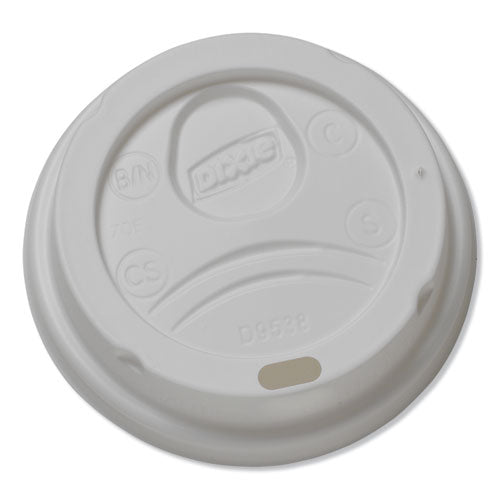 Image of Dixie® D9538 Dome Hot Drink Lids, WiseSize, Fits 8 oz Hot Cups, Plastic, White, 100/Sleeve, 10 Sleeves/Carton