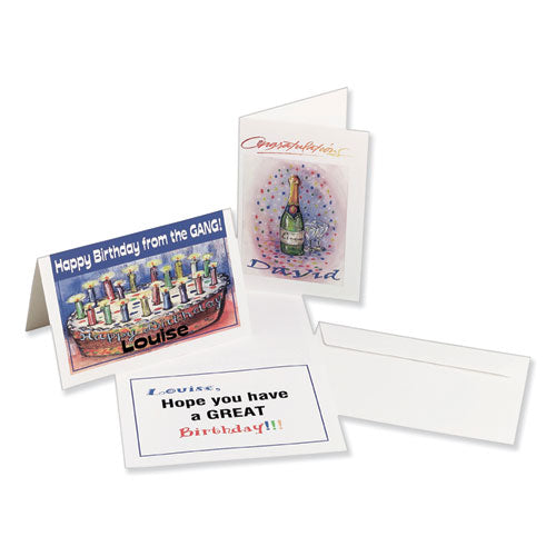 Image of Avery® 08316 Half-Fold Greeting Cards with Matching Envelopes, Inkjet, 85 lb, 5.5 x 8.5, Matte White, 1 Card/Sheet, 30 Sheets/Box