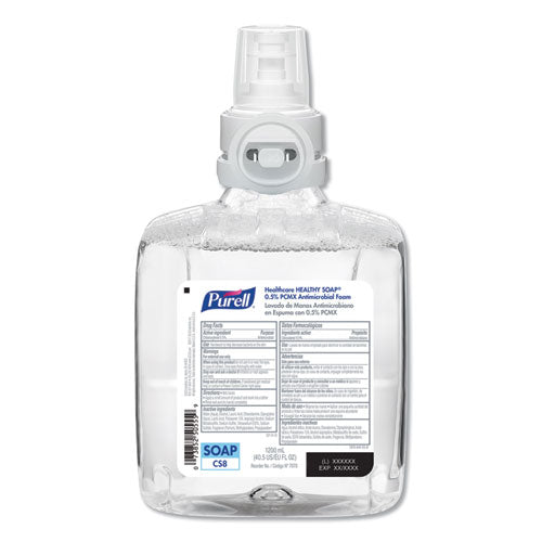 Image of PURELL® 7878-02 Healthcare HEALTHY SOAP 0.5% PCMX Antimicrobial Foam Refill, For CS8 Dispensers, Light Floral Scent, 1,200 mL, 2/Carton