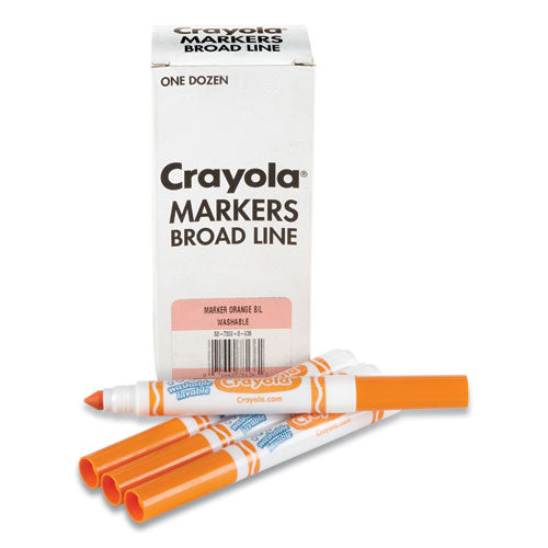 Image of Crayola® 58-7800-036 Broad Line Washable Markers, Broad Bullet Tip, Orange, 12/box