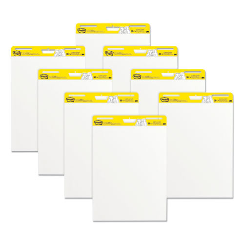 Image of Post-it® Easel Pads Super Sticky 559VAD8PK Vertical-Orientation Self-Stick Easel Pads, Unruled, (30) White 25 x 30 Sheets, 8/Pack