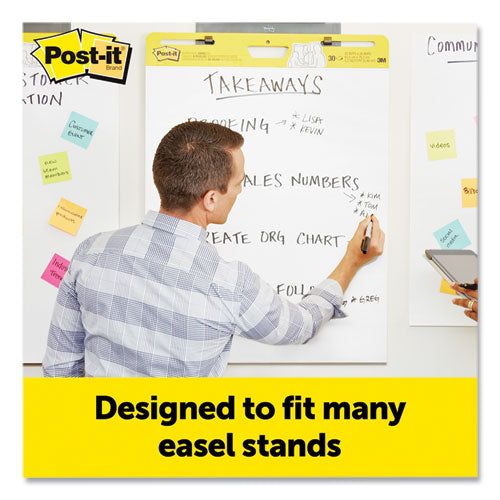 Image of Post-it® Easel Pads Super Sticky 559VAD8PK Vertical-Orientation Self-Stick Easel Pads, Unruled, (30) White 25 x 30 Sheets, 8/Pack