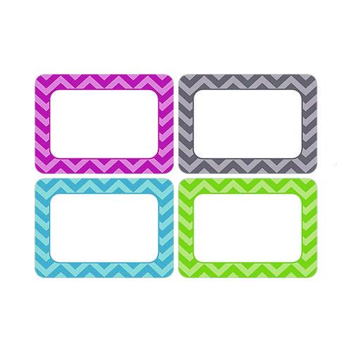 Image of Teacher Created Resources All Grade Self-Adhesive Name Tags, 3.5 X 2.5, Chevron Border Design, Assorted Colors, 36/pack