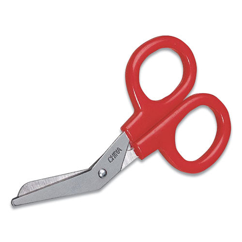 Image of First Aid Only 730010 Angled First Aid Kit Scissors, 4" Long, 1.5" Cut Length, Crane-Style Red Handle