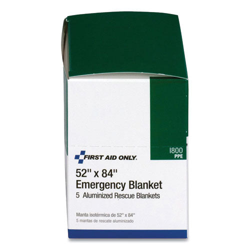 Image of First Aid Only I800 Aluminized Emergency Blanket, 52" X 84", 5/box