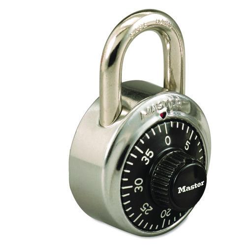 Image of Master Lock® 1525 Combination Stainless Steel Padlock, 1.87" Wide, Black/Silver