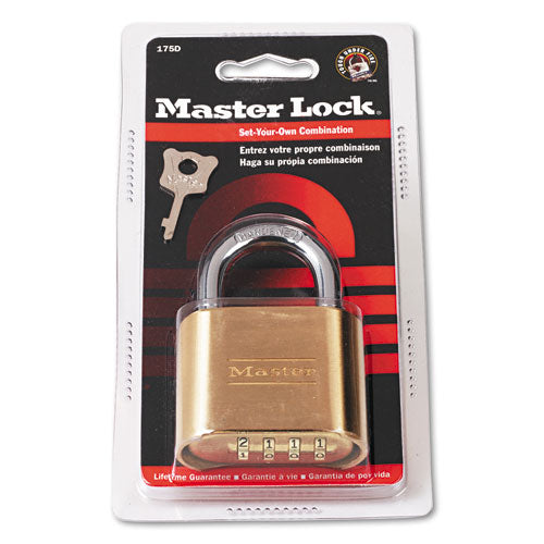 Image of Master Lock® 175D Resettable Combination Padlock, 2" Wide, Brass