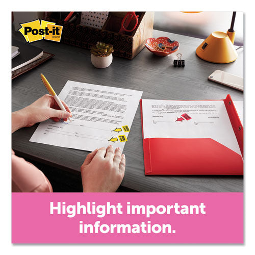 Image of Post-it® Flags 680-HVYW Page Flags in Desk Grip Dispenser, 1 x 1.75, Yellow, 200/Dispenser