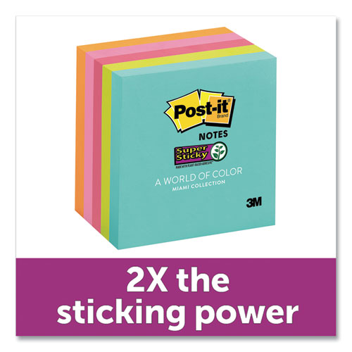 Image of Post-it® Notes Super Sticky 654-5SSMIA Pads in Supernova Neon Collection Colors, 3" x 3", 90 Sheets/Pad, 5 Pads/Pack