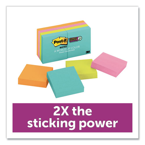 Image of Post-it® Notes Super Sticky 622-8SSMIA Pads in Supernova Neon Collection Colors, 2" x 2", 90 Sheets/Pad, 8 Pads/Pack