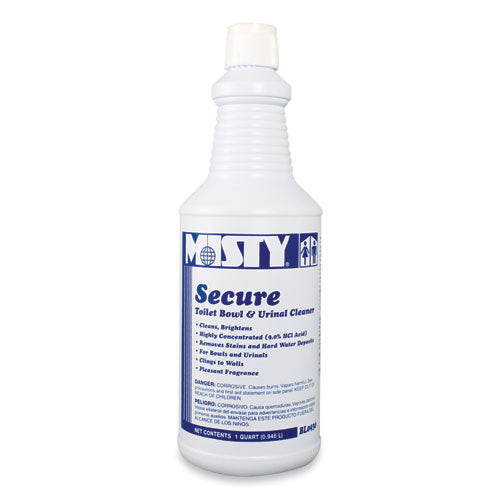 Image of Misty® 1038801 Secure Hydrochloric Acid Bowl Cleaner, Mint Scent, 32oz Bottle, 12/carton
