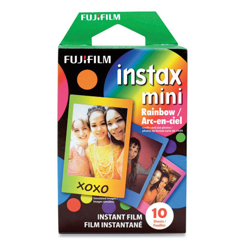 Image of Fujifilm 16437401 Instax Mini Rainbow Instant Film, 800 Asa, Color, 10 Sheets